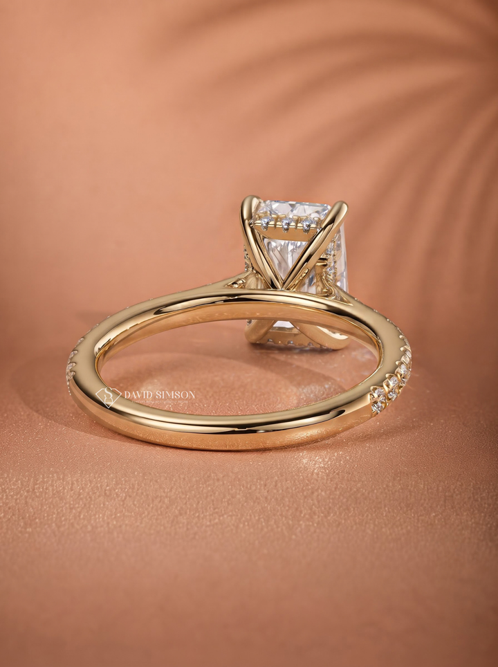 2.0CT to 3.0CT Radiant Lab Grown Diamond Hidden Halo Cathedral Pave Engagement Ring