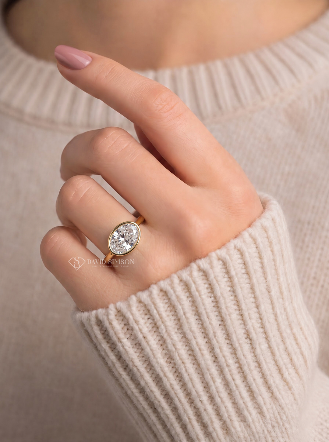 2.0CT to 3.0CT East West Oval Lab Grown Diamond Bezel Engagement Ring