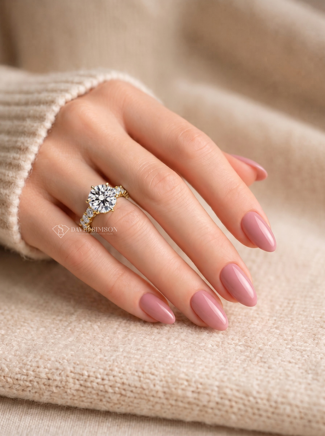 2.0CT to 3.0CT Round Lab Grown Diamond Shared Prong Pave Engagement Ring