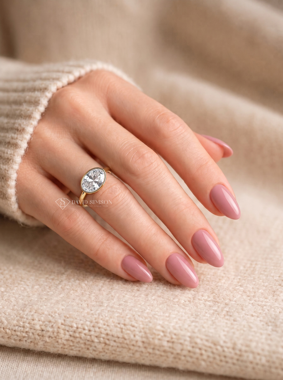 2.0CT to 3.0CT East West Oval Lab Grown Diamond Bezel Engagement Ring