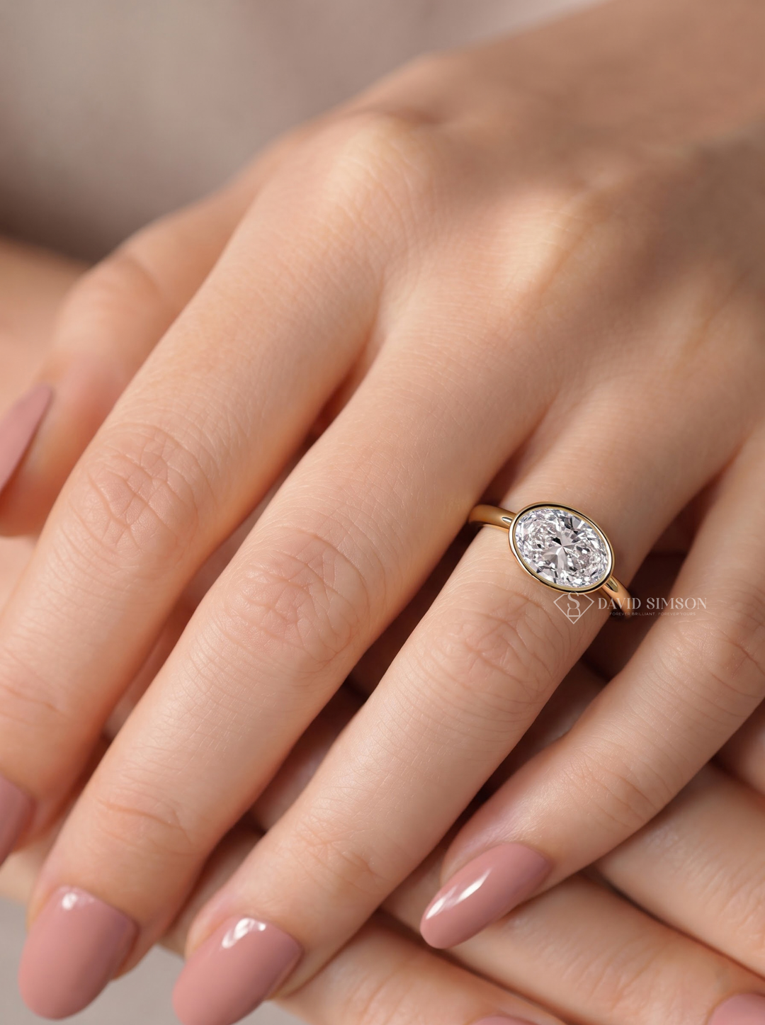2.0CT to 3.0CT East West Oval Lab Grown Diamond Bezel Engagement Ring