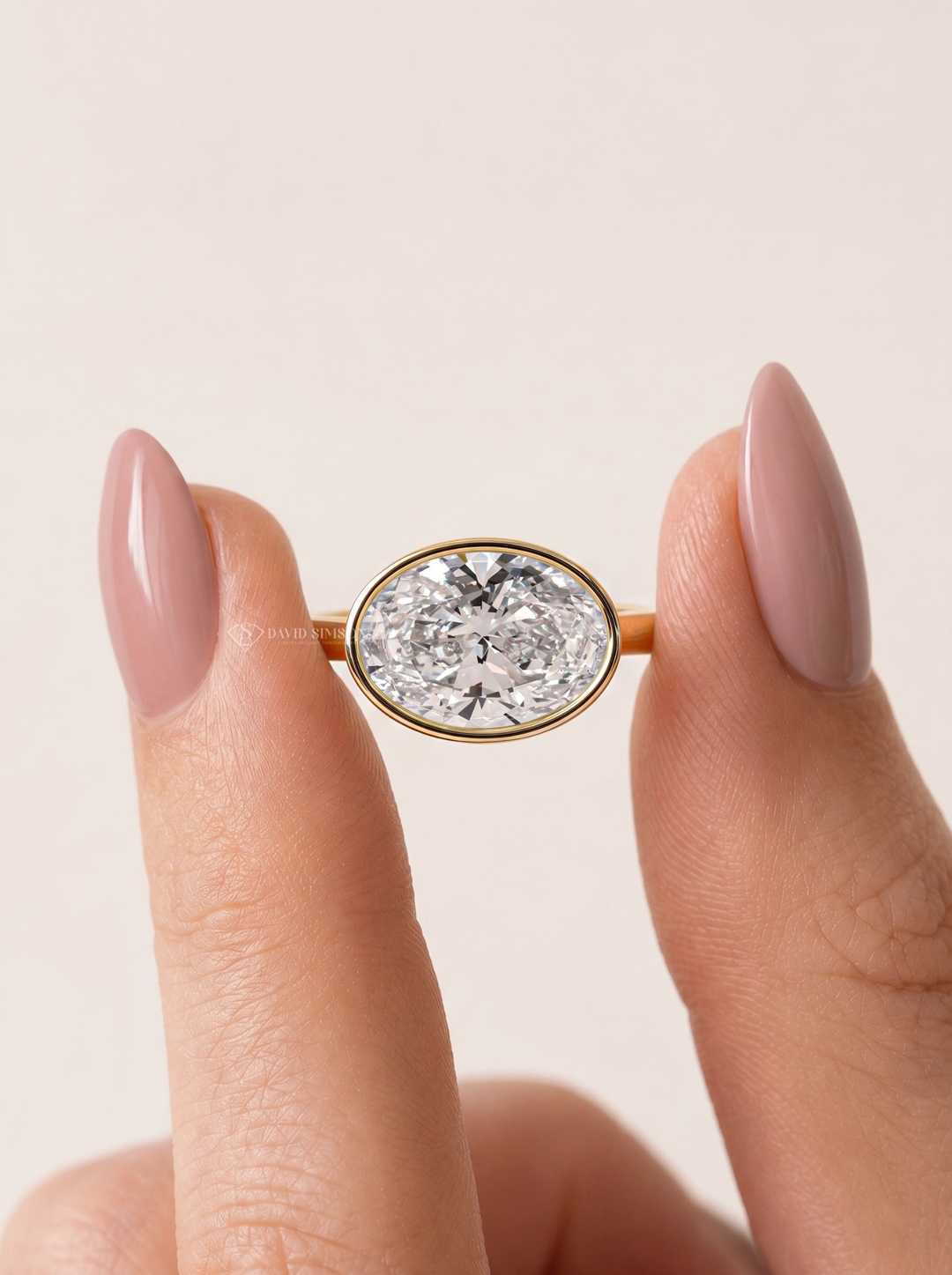 2.0CT to 3.0CT East West Oval Lab Grown Diamond Bezel Engagement Ring