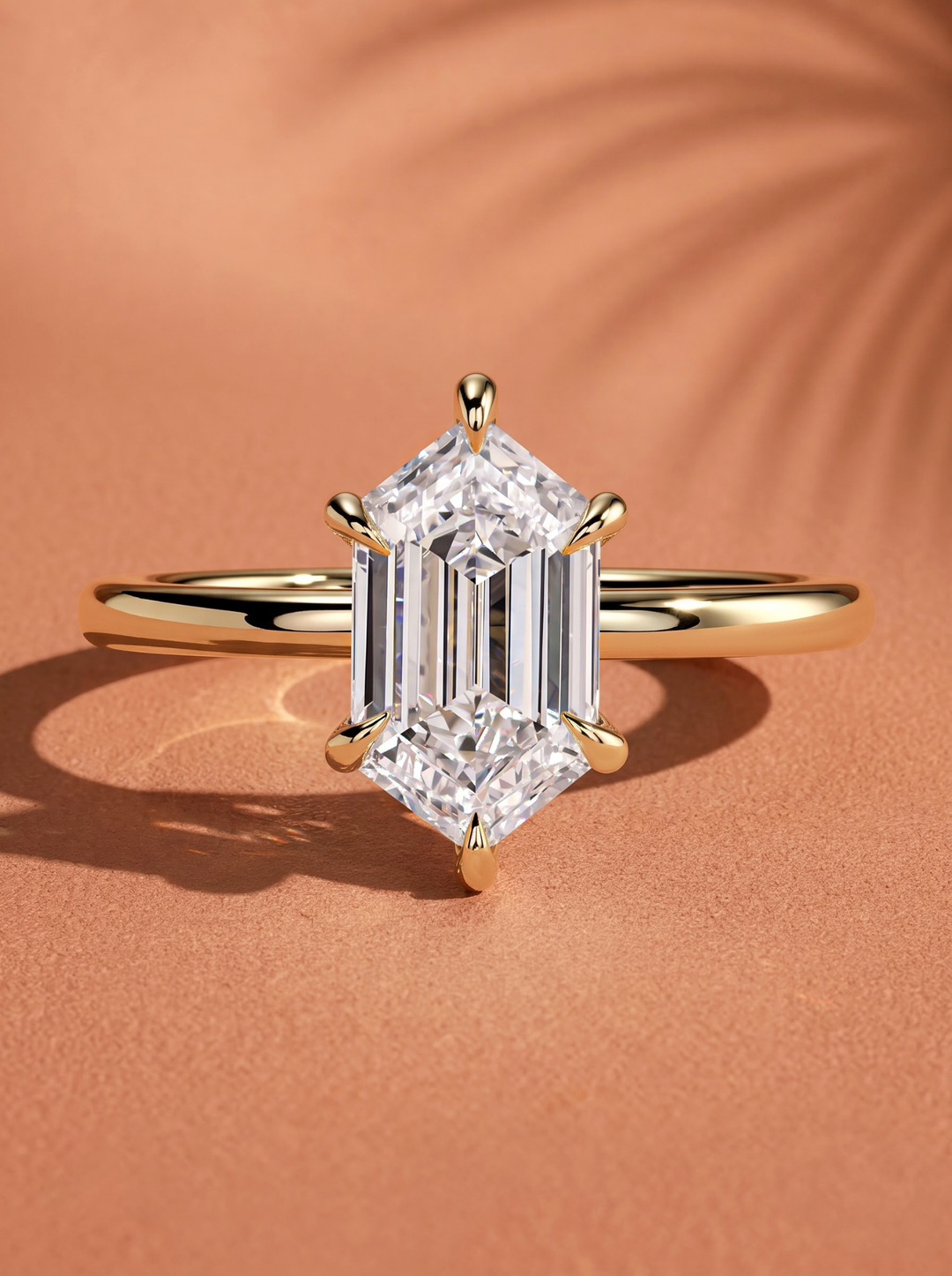 2.0CT to 3.0CT Elongated Hexagon Step Cut Lab Grown Diamond Solitaire Engagement Ring