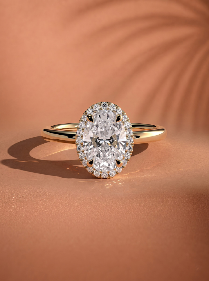 2.0CT-3.0CT Oval Lab Grown Diamond Halo Solitaire Engagement Ring