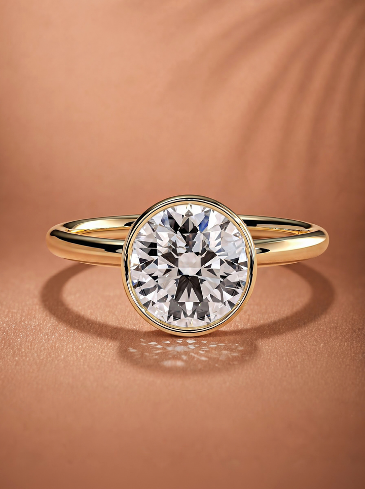 2.0CT-3.0CT Round Lab Grown Diamond Bezel Engagement Ring