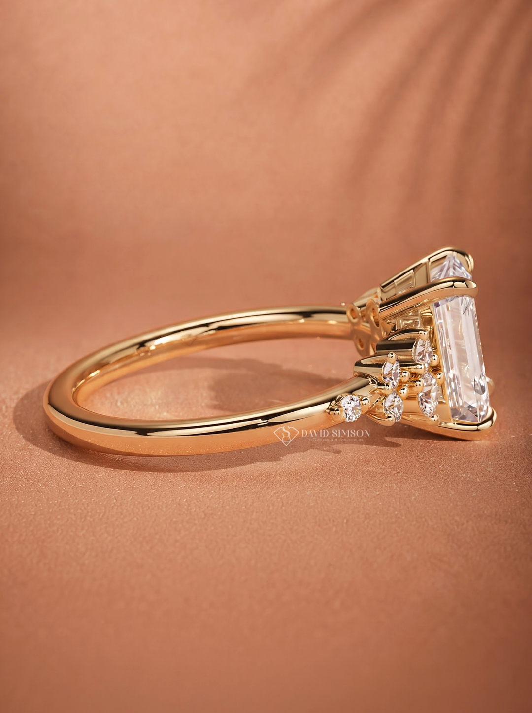 2.0CT to 3.0CT Emerald Cut Lab Grown Diamond Cluster Engagement Ring