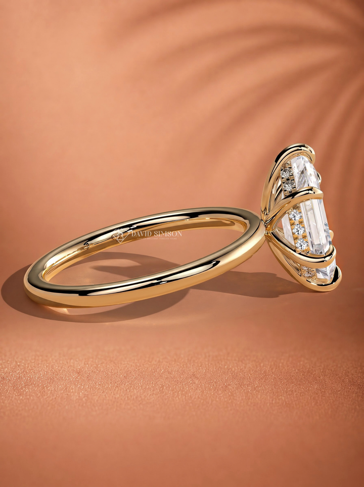 2.0CT to 3.0CT Elongated Hexagon Step Cut Lab Grown Diamond Solitaire Engagement Ring