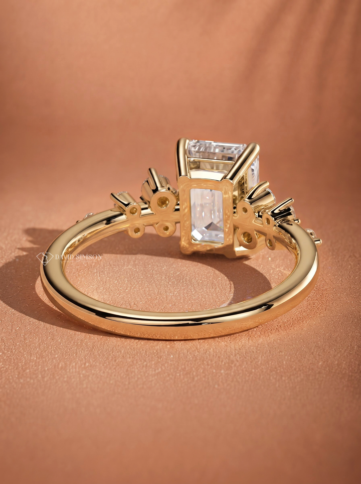2.0CT to 3.0CT Emerald Cut Lab Grown Diamond Cluster Engagement Ring