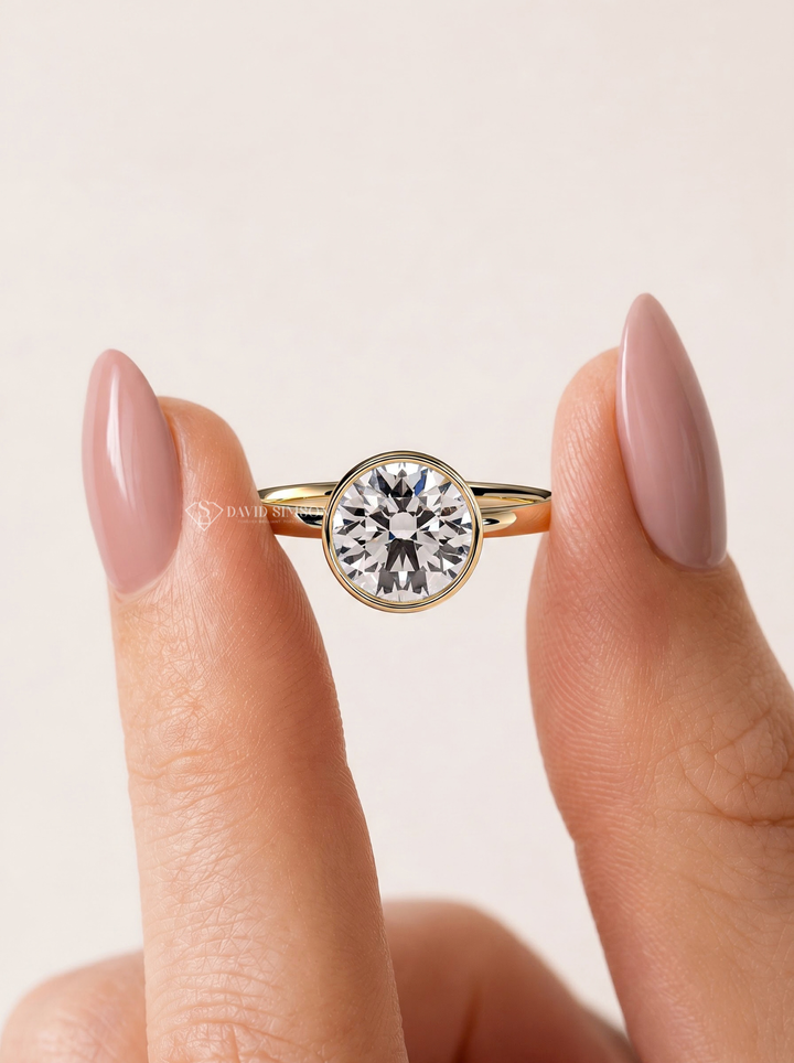 2.0CT-3.0CT Round Lab Grown Diamond Bezel Engagement Ring
