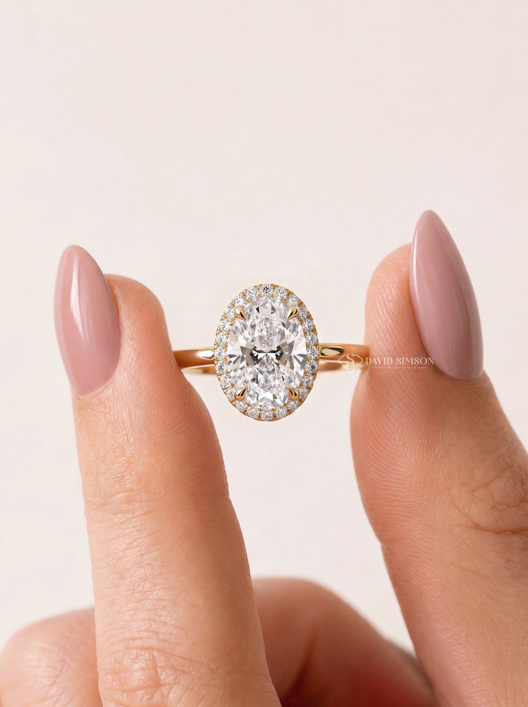 2.0CT-3.0CT Oval Lab Grown Diamond Halo Solitaire Engagement Ring