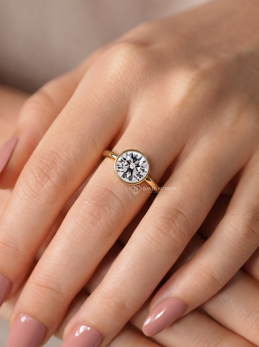2.0CT-3.0CT Round Lab Grown Diamond Bezel Engagement Ring