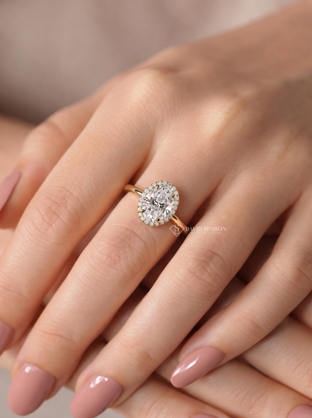 2.0CT-3.0CT Oval Lab Grown Diamond Halo Solitaire Engagement Ring