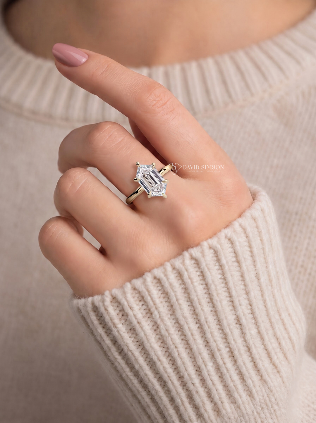 2.0CT to 3.0CT Elongated Hexagon Step Cut Lab Grown Diamond Solitaire Engagement Ring