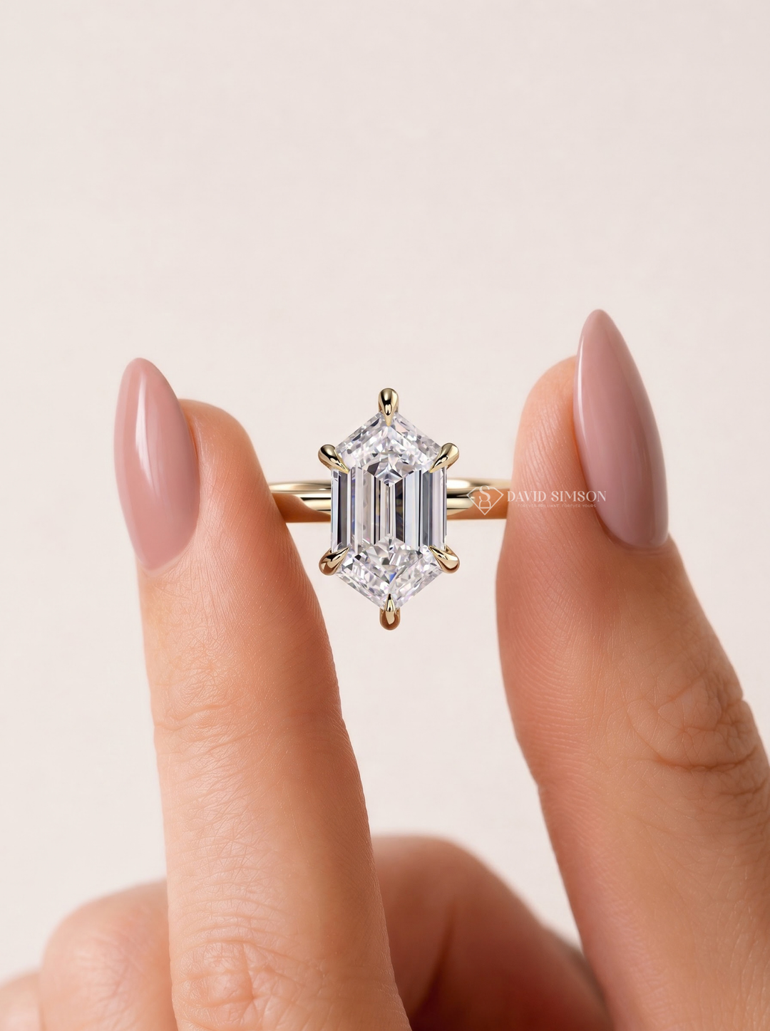 2.0CT to 3.0CT Elongated Hexagon Step Cut Lab Grown Diamond Solitaire Engagement Ring