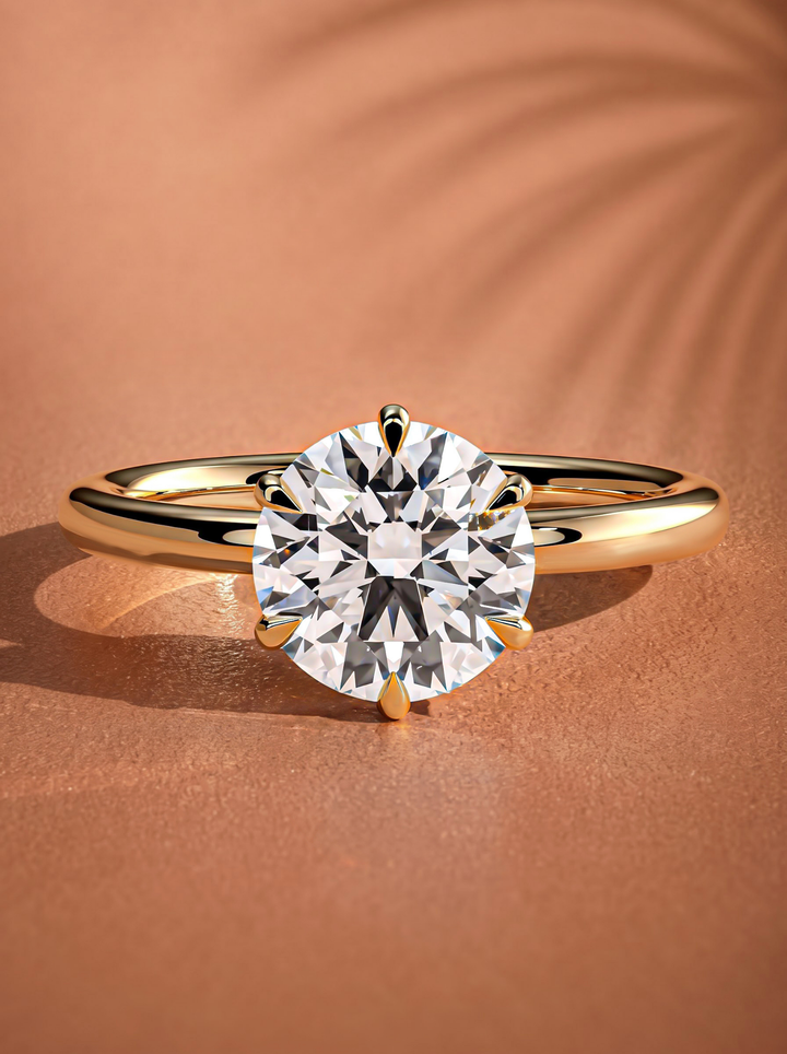 2.0CT to 3.0CT Round Lab Grown Diamond Six Prong Solitaire Engagement Ring