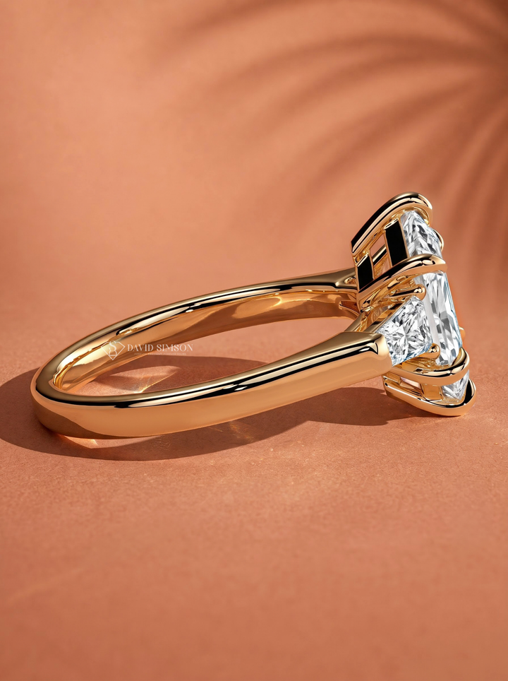 2.0CT to 3.0CT Elongated Hexagon Lab Grown Diamond Three Stone Engagement Ring