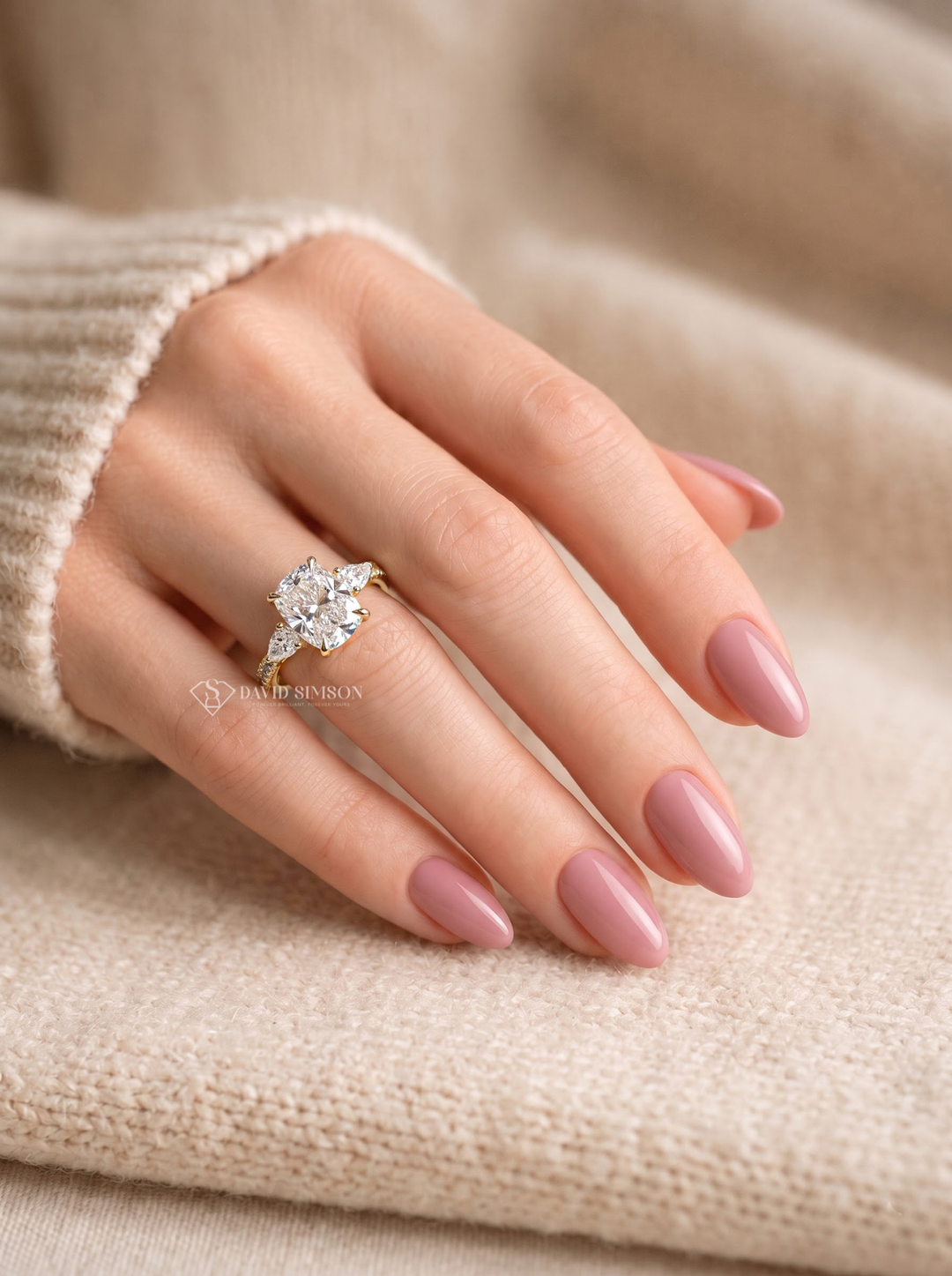 2.0CT to 3.0CT Cushion Lab Grown Diamond Three Stone Pave Engagement Ring