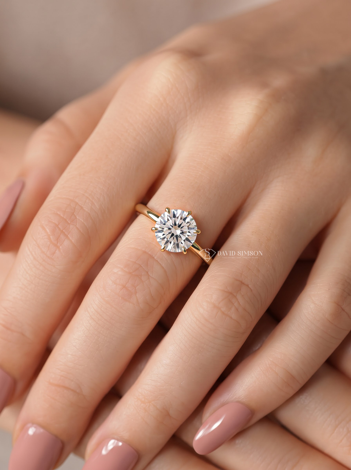 2.0CT to 3.0CT Round Lab Grown Diamond Six Prong Solitaire Engagement Ring