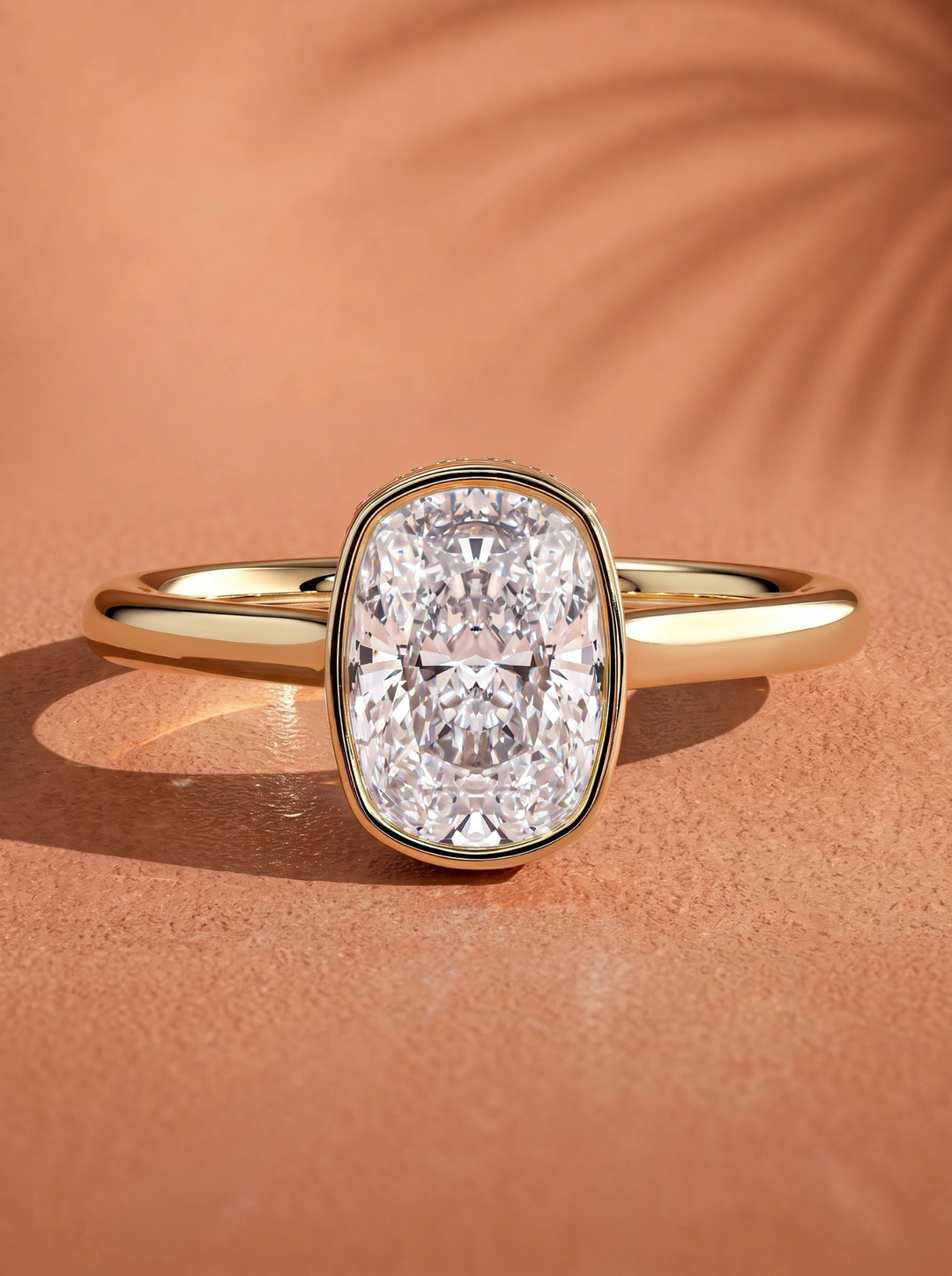 2.0CT to 3.0CT Elongated Cushion Lab Grown Diamond Bezel Set Solitaire Engagement Ring