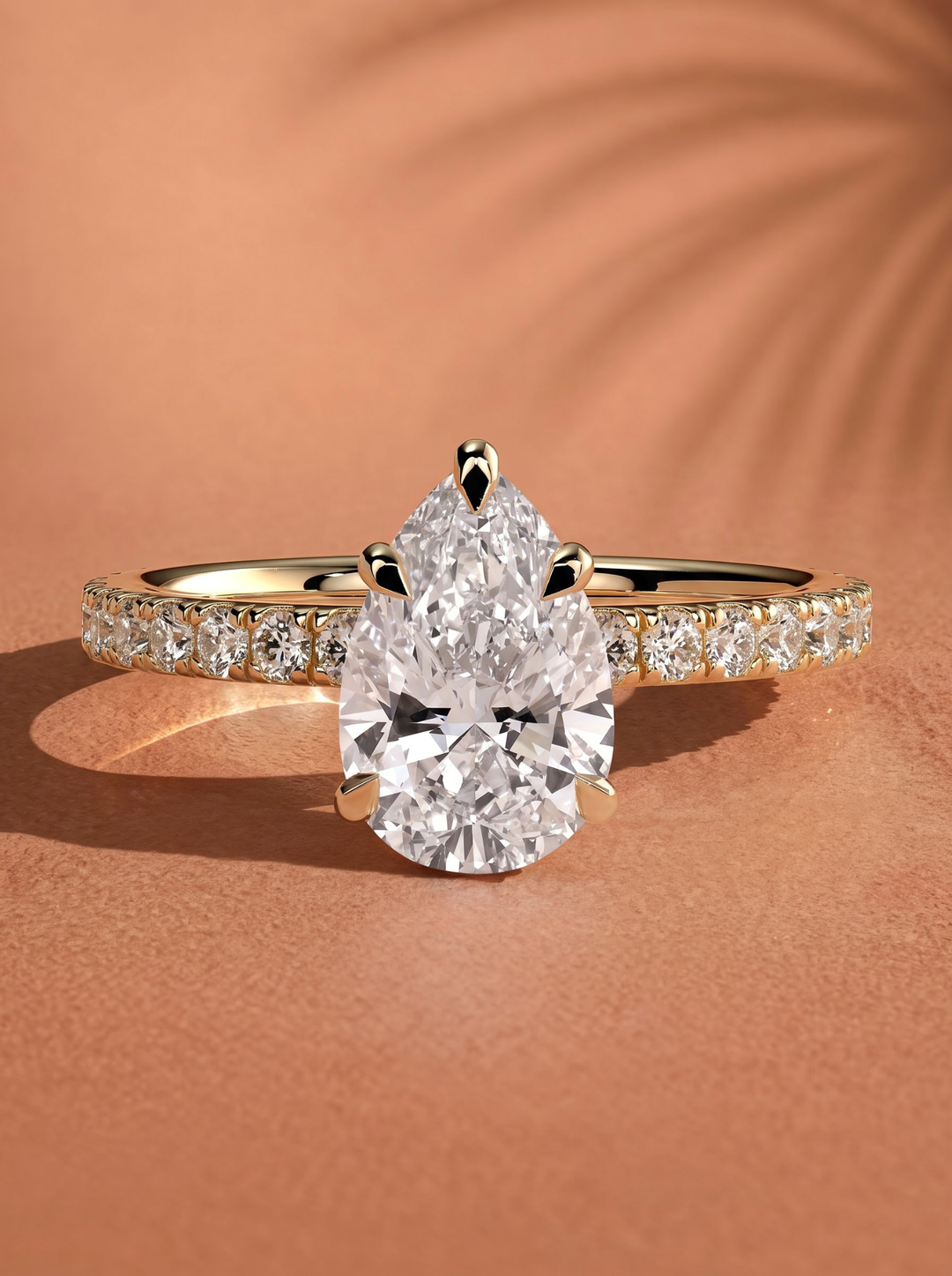 2.0CT to 3.0CT Pear Lab Grown Diamond Pave Engagement Ring