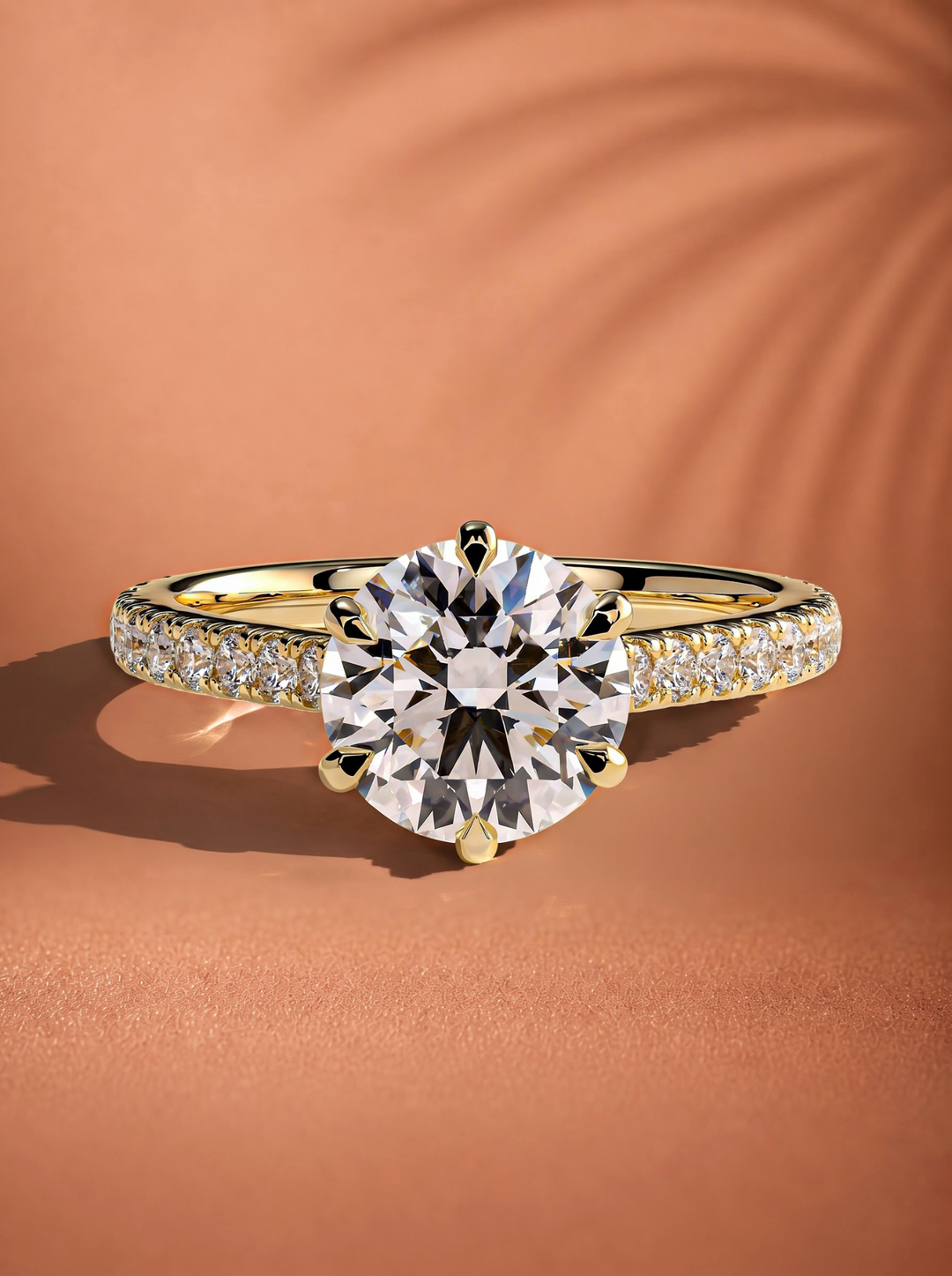 2.0CT to 3.0CT Round Lab Grown Diamond Pave Solitaire Engagement Ring