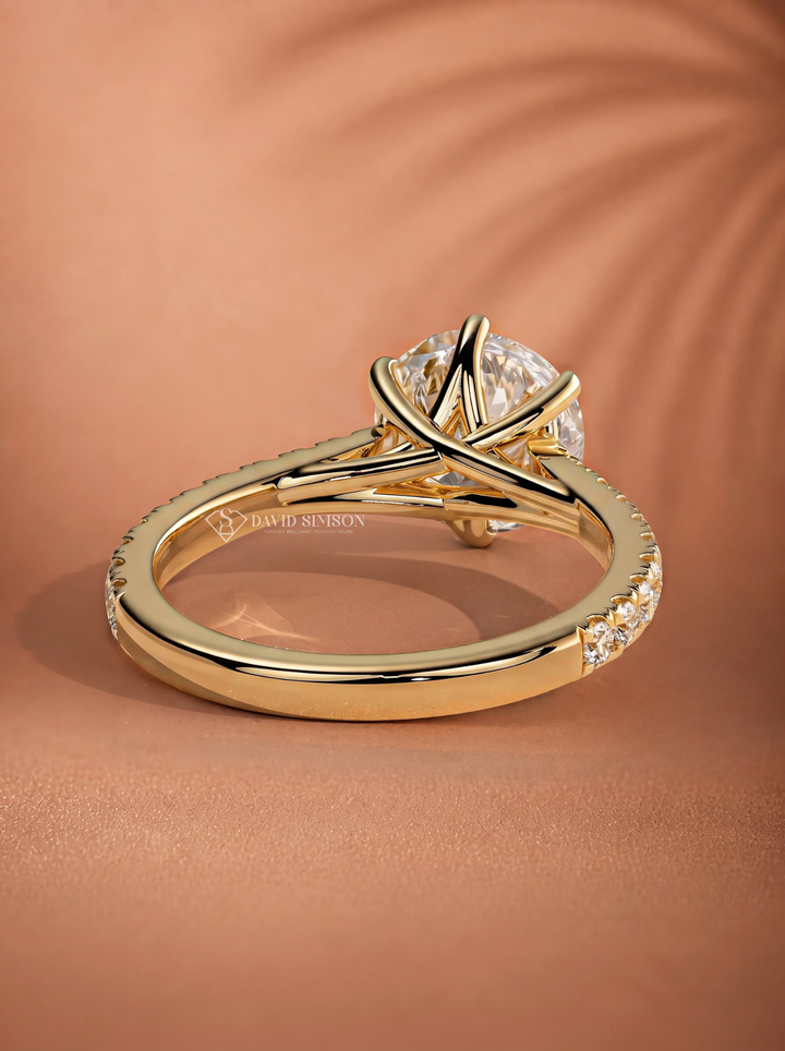 2.0CT to 3.0CT Round Lab Grown Diamond Pave Solitaire Engagement Ring