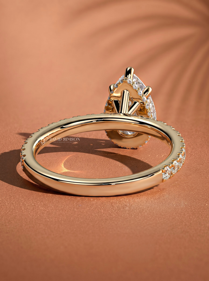 2.0CT to 3.0CT Pear Lab Grown Diamond Pave Engagement Ring
