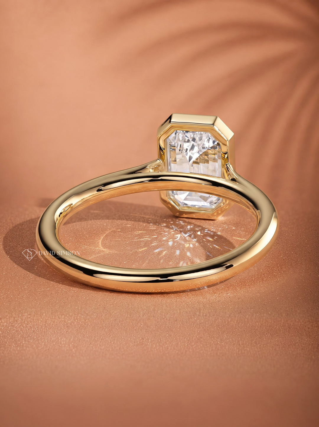 2.0CT–3.0CT Emerald Cut Lab Grown Diamond Bezel Engagement Ring