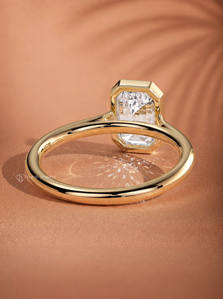 2.0CT–3.0CT Emerald Cut Lab Grown Diamond Bezel Engagement Ring