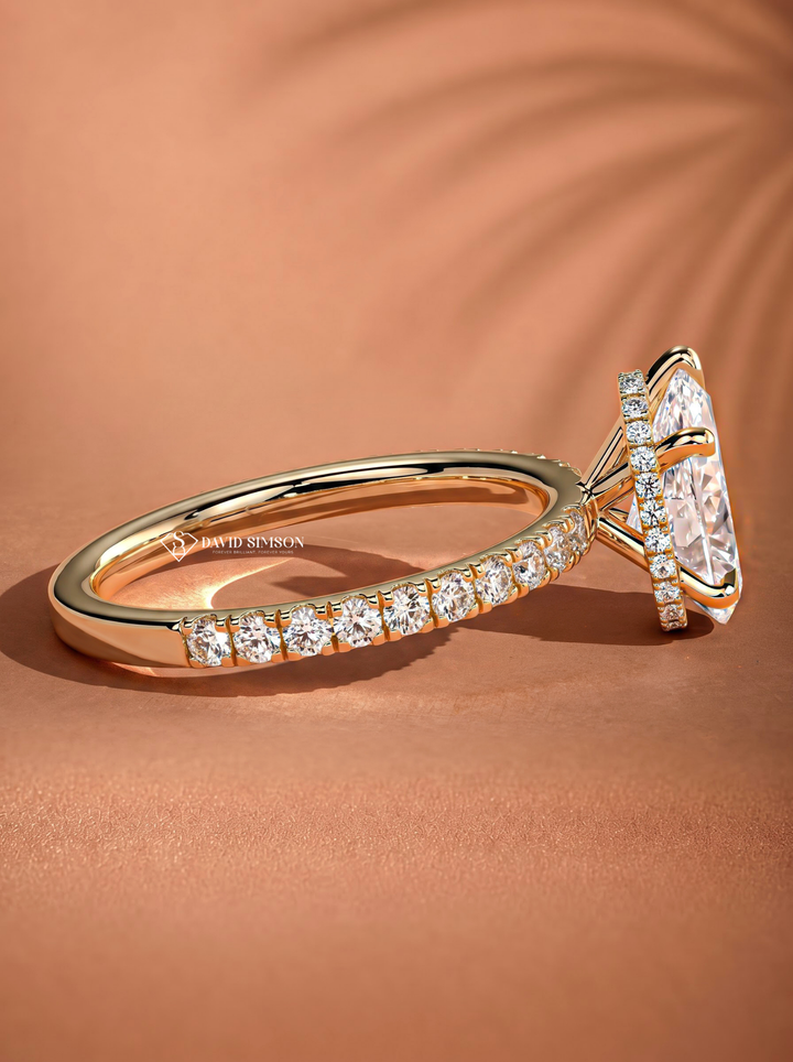 2.0CT to 3.0CT Pear Lab Grown Diamond Pave Engagement Ring