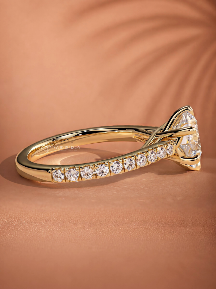 2.0CT to 3.0CT Round Lab Grown Diamond Pave Solitaire Engagement Ring
