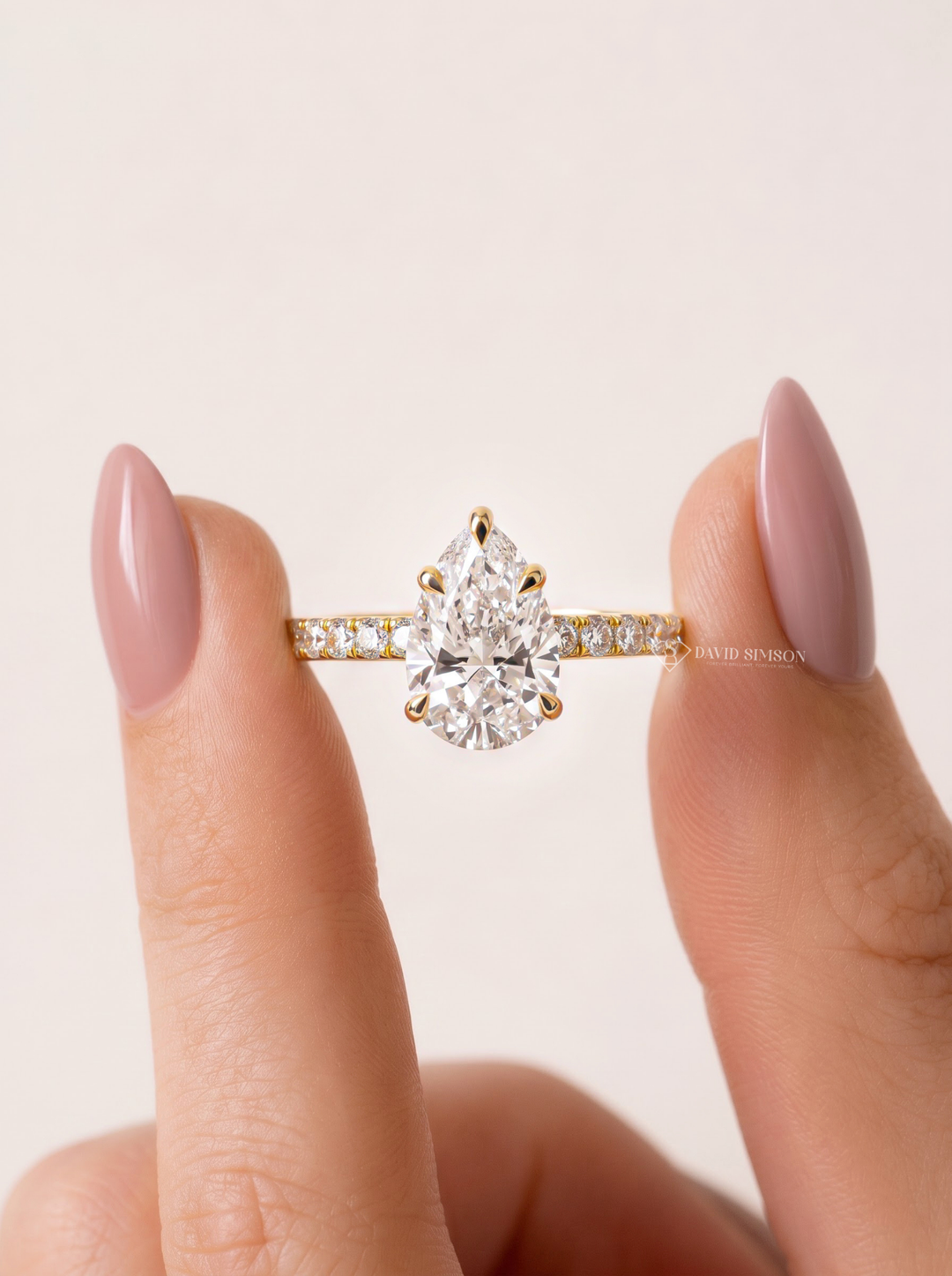 2.0CT to 3.0CT Pear Lab Grown Diamond Pave Engagement Ring