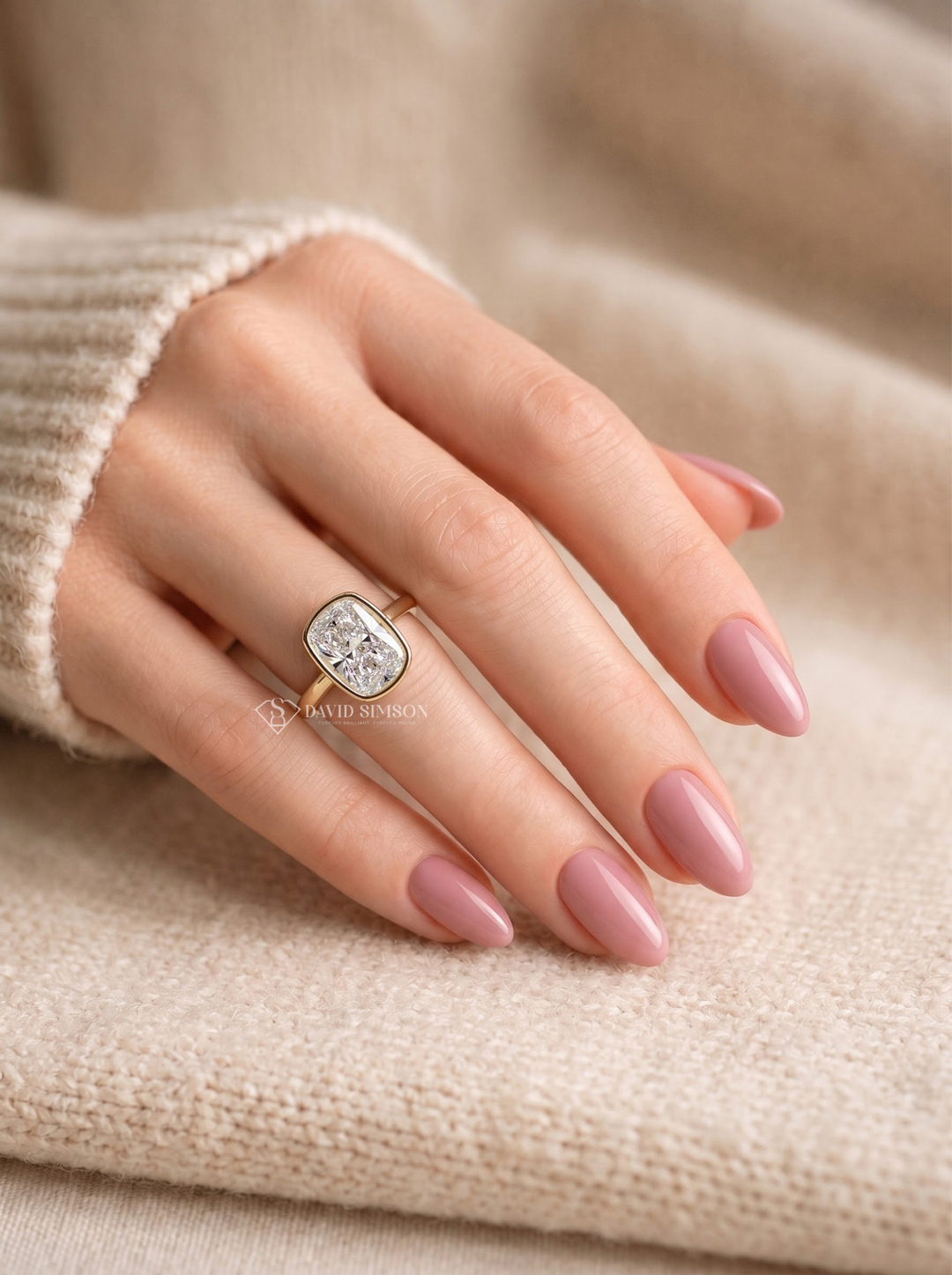 2.0CT to 3.0CT Elongated Cushion Lab Grown Diamond Bezel Set Solitaire Engagement Ring
