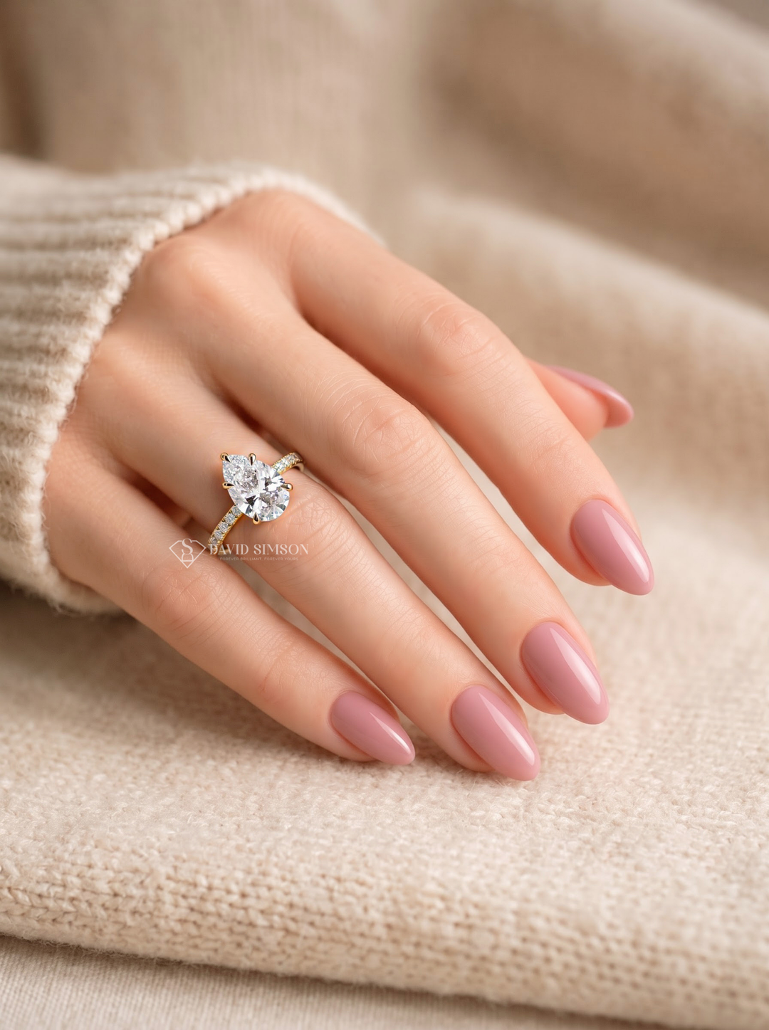 2.0CT to 3.0CT Pear Lab Grown Diamond Pave Engagement Ring