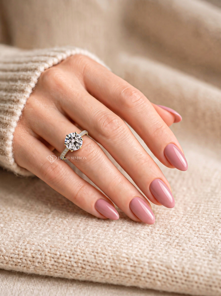 2.0CT to 3.0CT Round Lab Grown Diamond Pave Solitaire Engagement Ring