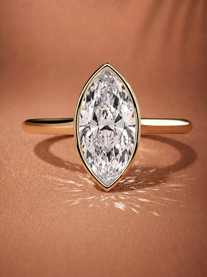 2.0CT-3.0CT Marquise Lab Grown Diamond Bezel Engagement Ring