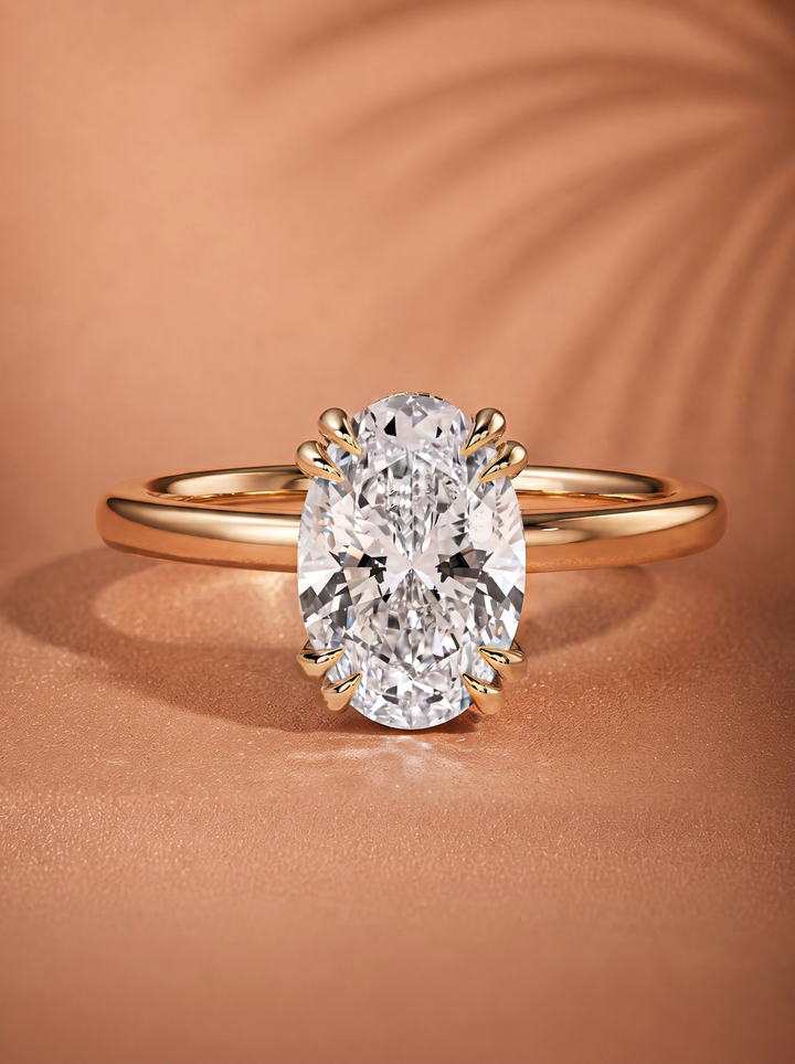 2.0CT to 3.0CT Oval Lab Grown Diamond Double Prong Solitaire Engagement Ring