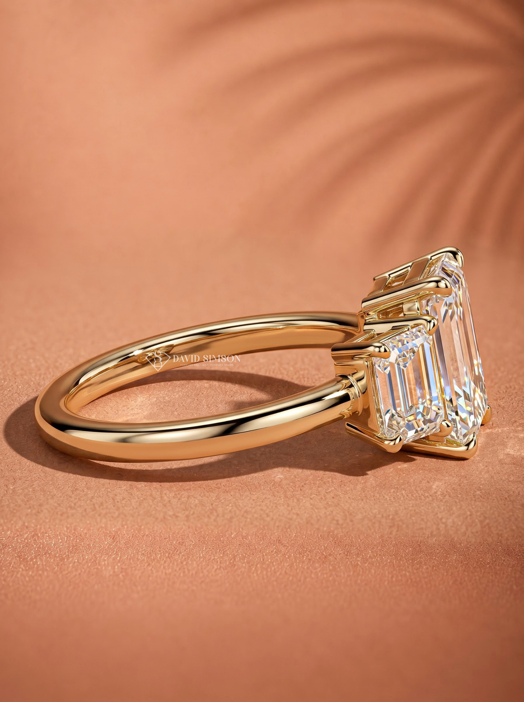2.0CT to 3.0CT Radiant Lab Grown Diamond Trapezoid Three Stone Engagement Ring