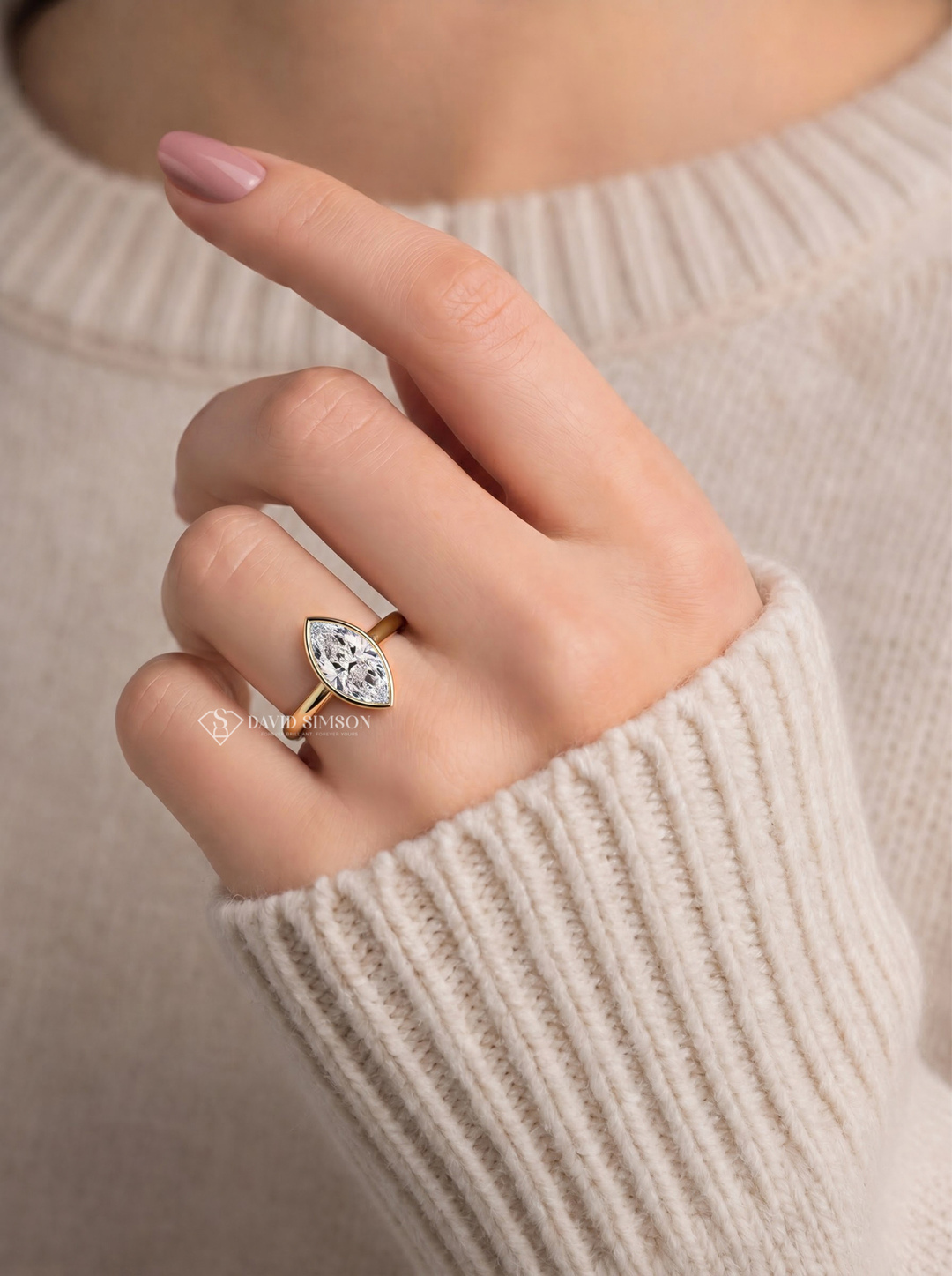2.0CT-3.0CT Marquise Lab Grown Diamond Bezel Engagement Ring