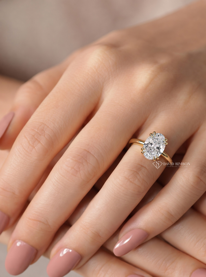 2.0CT to 3.0CT Oval Lab Grown Diamond Double Prong Solitaire Engagement Ring