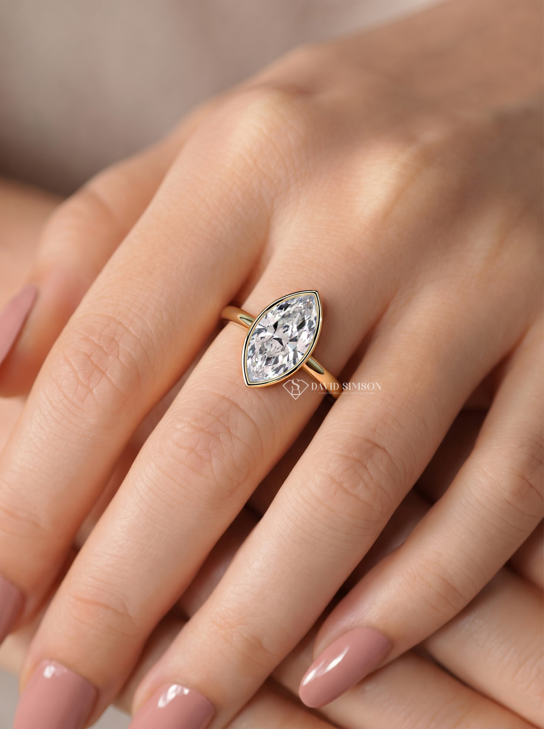 2.0CT-3.0CT Marquise Lab Grown Diamond Bezel Engagement Ring