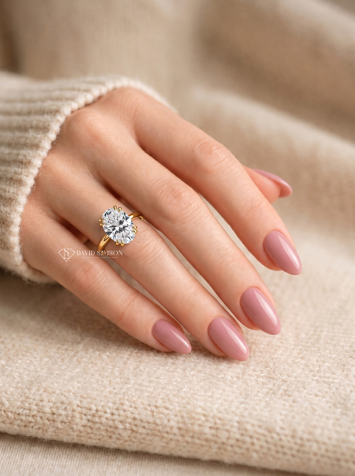2.0CT to 3.0CT Oval Lab Grown Diamond Double Prong Solitaire Engagement Ring