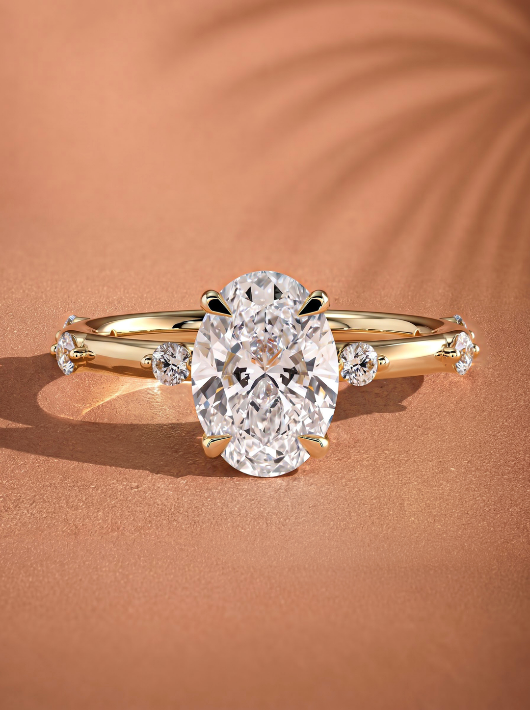 2.0CT to 3.0CT Oval Lab Grown Diamond Accent Stone Engagement Ring
