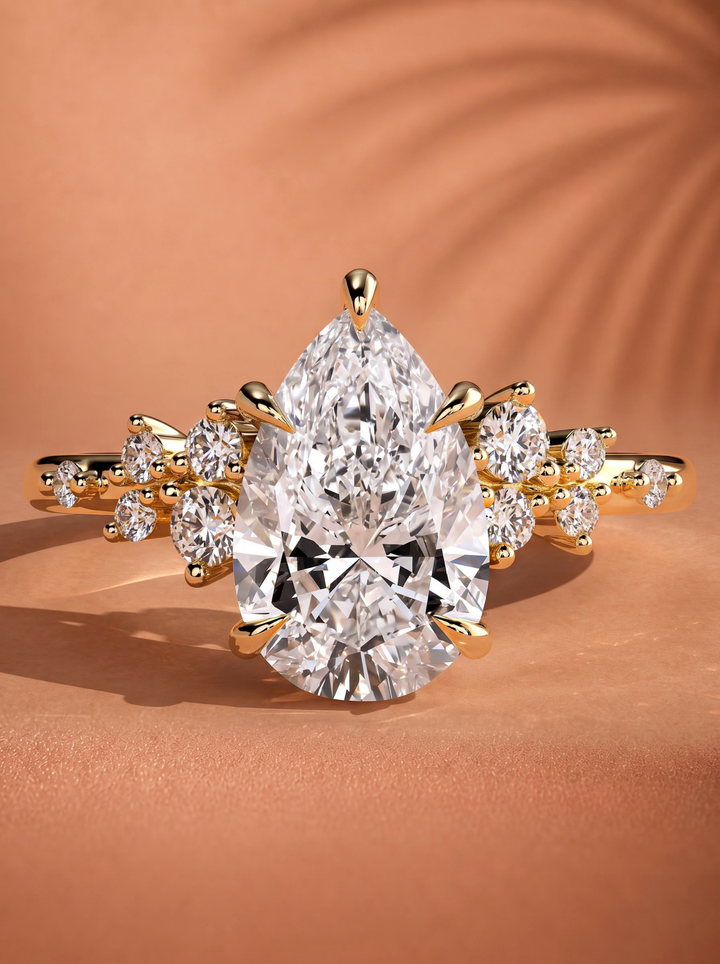 2.0CT to 3.0CT Pear Lab Grown Diamond Cluster Accent Engagement Ring