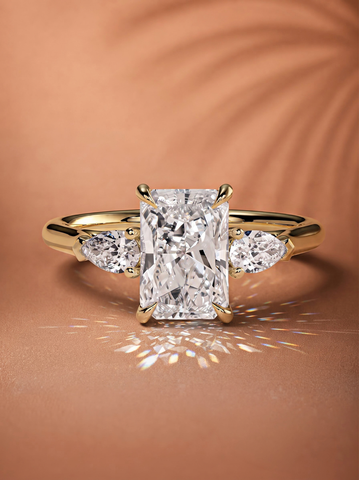 2.0CT–3.0CT Radiant Cut Three Stone Lab Grown Diamond Engagement Ring