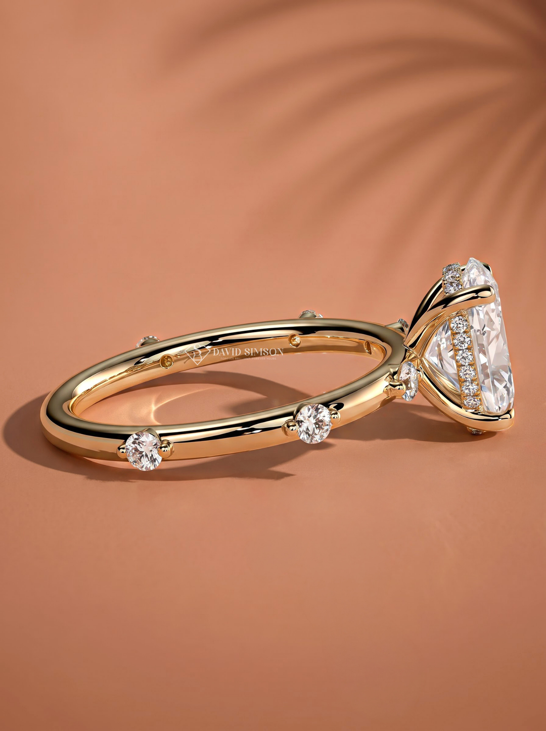 2.0CT to 3.0CT Oval Lab Grown Diamond Accent Stone Engagement Ring