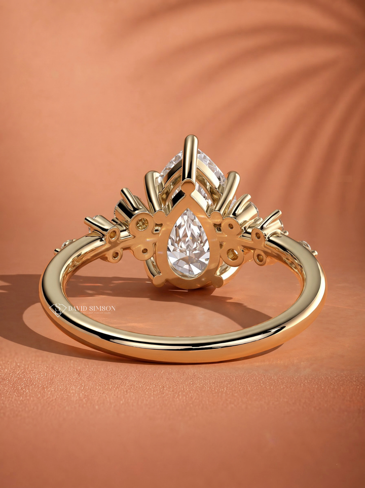 2.0CT to 3.0CT Pear Lab Grown Diamond Cluster Accent Engagement Ring