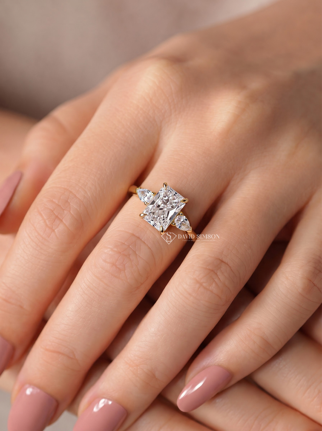 2.0CT–3.0CT Radiant Cut Three Stone Lab Grown Diamond Engagement Ring