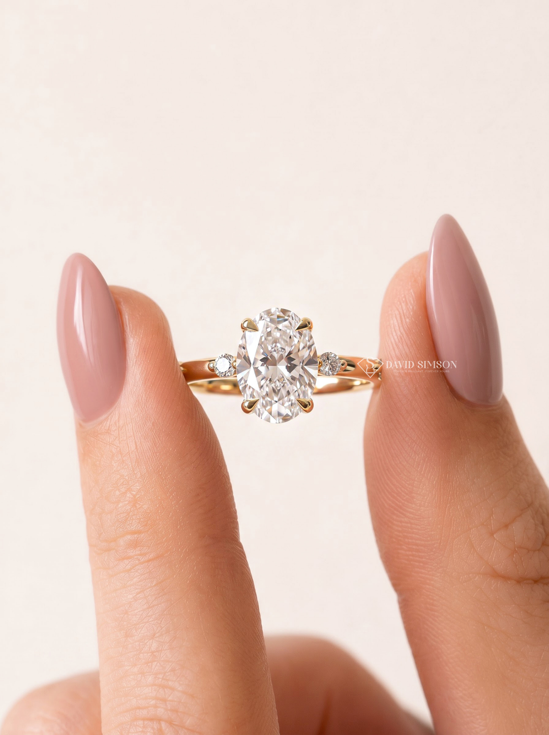 2.0CT to 3.0CT Oval Lab Grown Diamond Accent Stone Engagement Ring