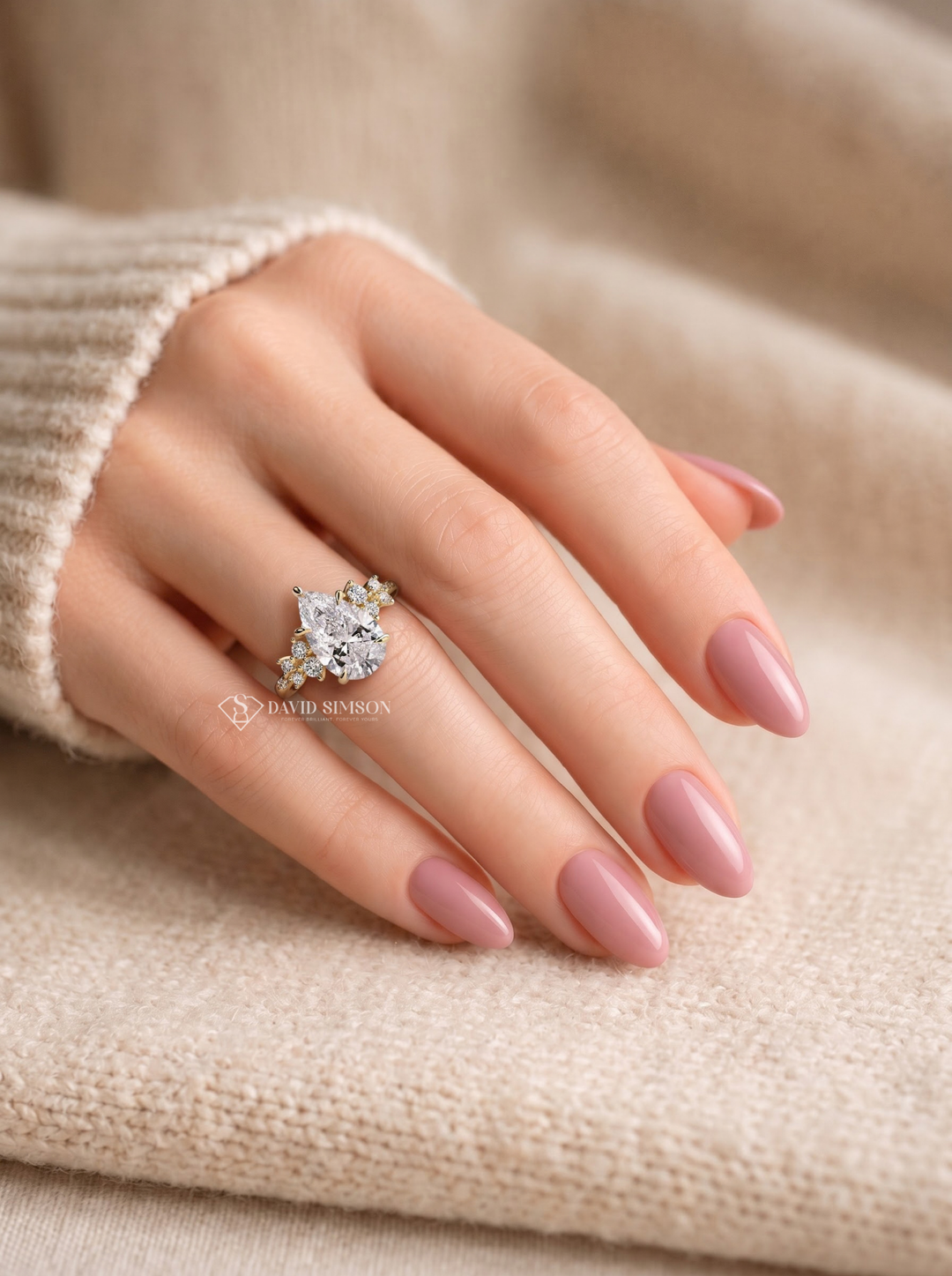 2.0CT to 3.0CT Pear Lab Grown Diamond Cluster Accent Engagement Ring